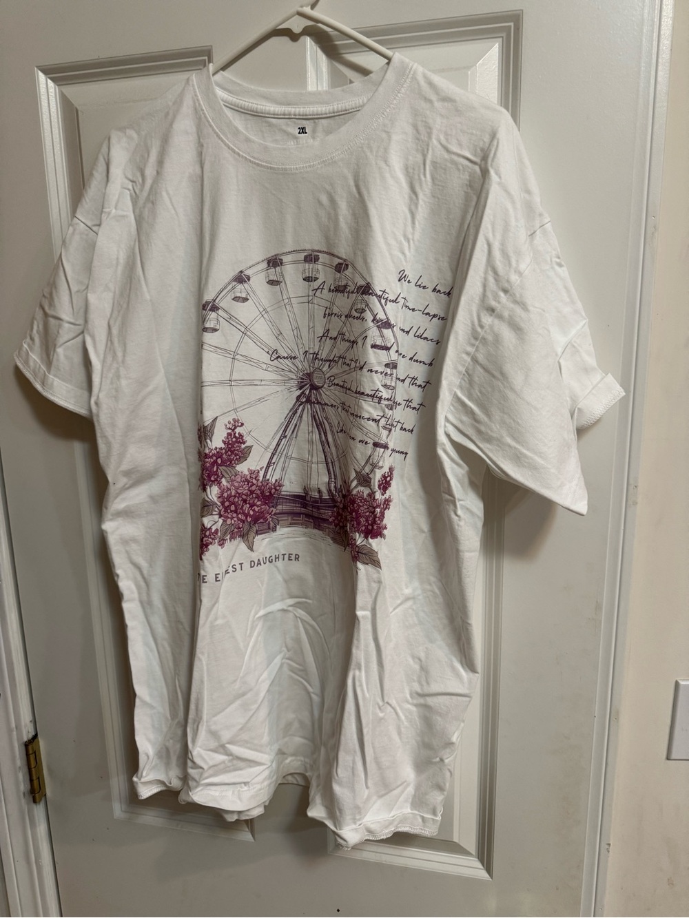 Taylor Swift White Tee with Purple Ferris Wheel Graphic- Eldest Daughter